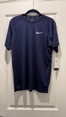 New With Tag NIKE Mens Essential Hydroguard Swim T-Shirt Small Navy Blue UPF 40+