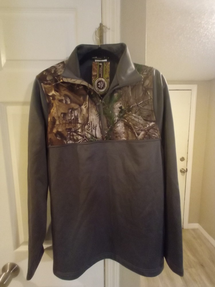 🔥 Under Armour Men's Caliber 1/4 Zip sz M Pullover 1259217 camo grey Realtree