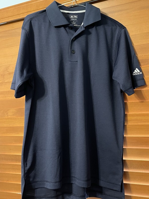 ADIDAS CLIMALITE SOLID GOLF POLO SHIRT MEN SMALL NAVY BLUE POLYESTER ATHLETIC gallery