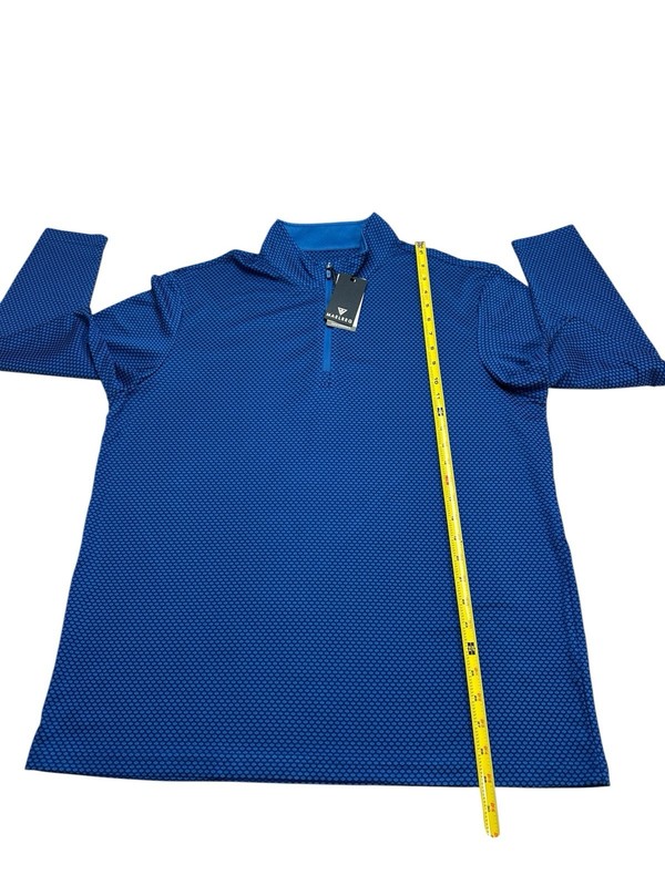 MAELREG Performance Pullover Mens Large Blue Print 1/4 Zip Long Sleeve Golf NWT gallery