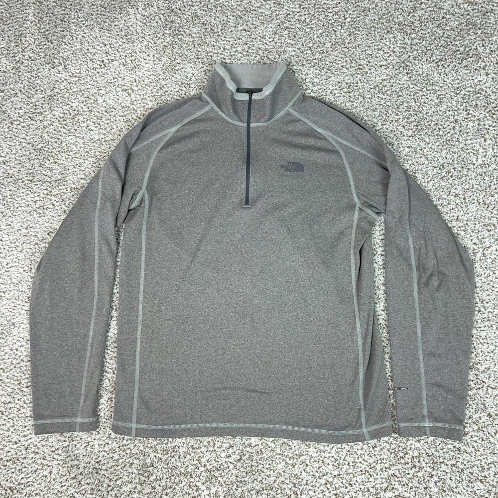 North Face Pullover Mens Medium Gray Quarter Zip Long Sleeve Athletic Hiking Top