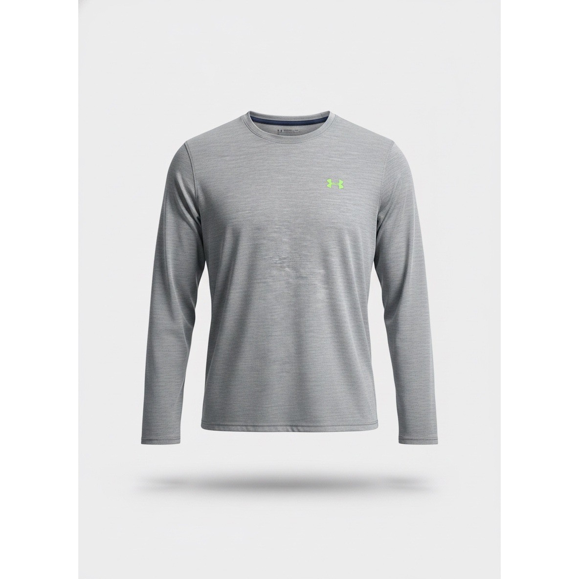 Under Armour Mens Tech 2.0 Long Sleeve Shirt Heather Grey Lime Green Logo XL gallery