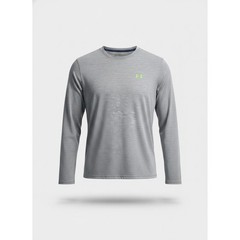 Under Armour Mens Tech 2.0 Long Sleeve Shirt Heather Grey Lime Green Logo XL