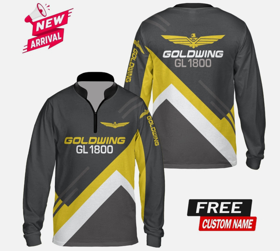 Men's HONDA Goldwing 3D Logo Zip Long Sleeve Shirt S-5XL - FREE Custom Name gallery