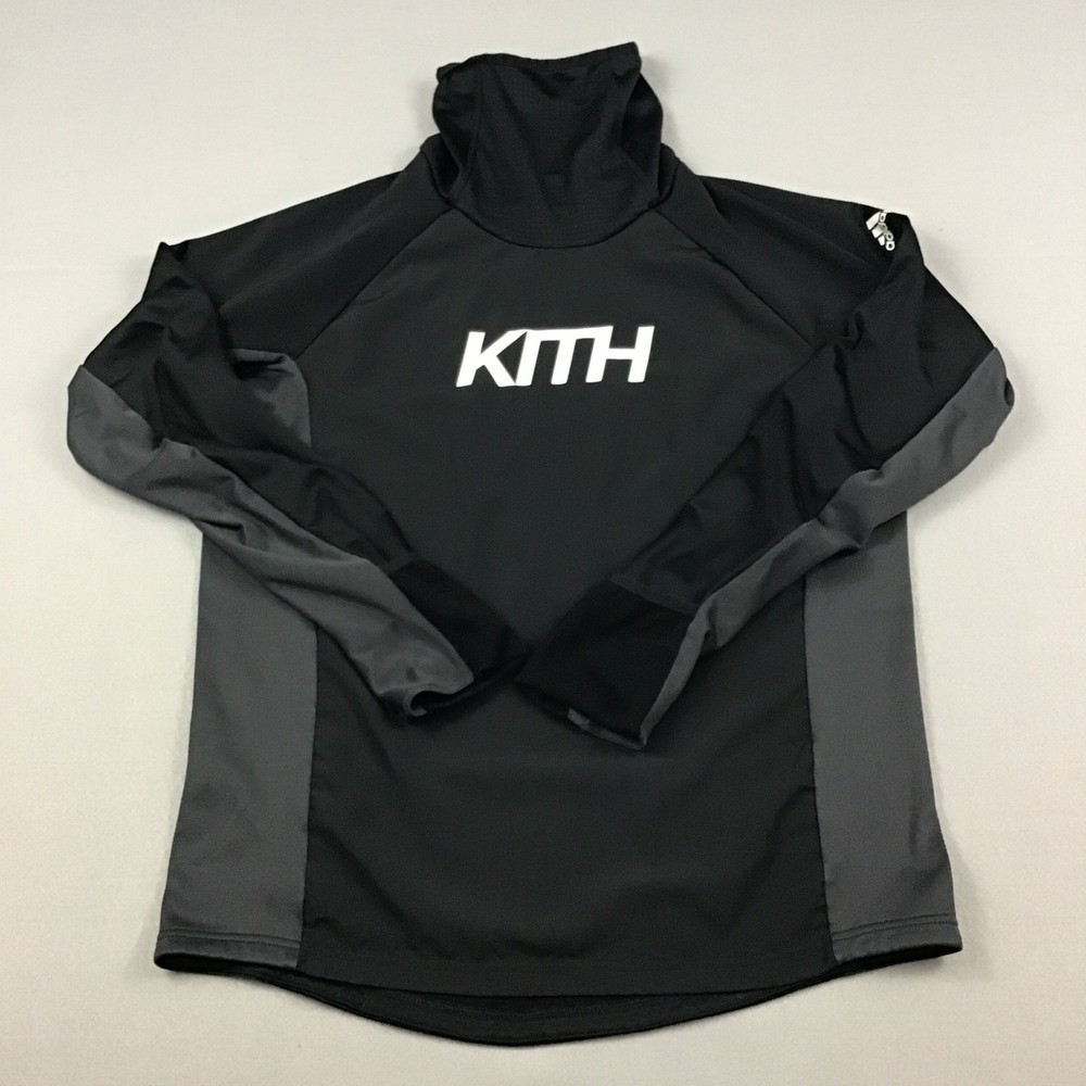 Adidas X Kith Sweater Men Medium Black Soccer Mock Neck Pullover Funnel FW17 M