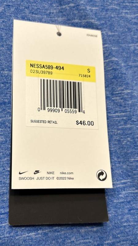 NIKE Swim Men's Short Sleeve Hydroguard Rash Guard Shirt Heather Blue Small $46 gallery