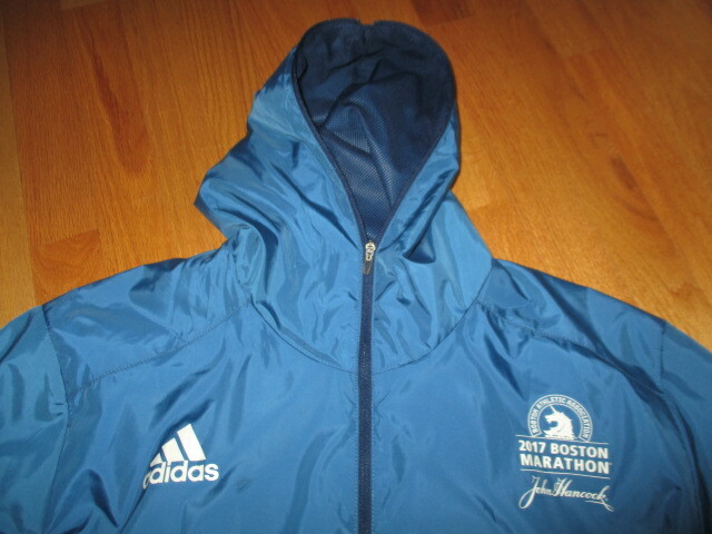 April 2017 Adidas 121st B.A.A. BOSTON MARATHON (LG) Running Hooded Jacket BLUE gallery
