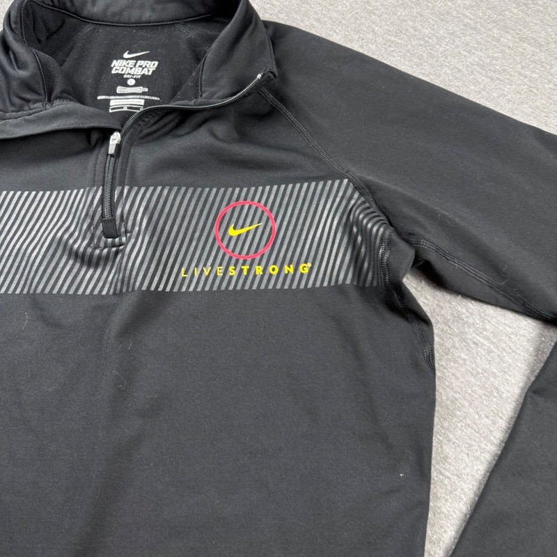 Nike Pro Combat Dri-FIT Livestrong Mens Large Black Compression Quarter Zip Top gallery