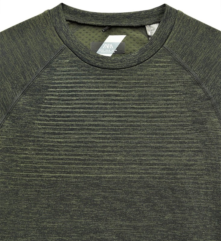 ZARA 'Technical Seamless Short Sleeve T-Shirt ' Men's Active Khaki Marl S *NWT* gallery