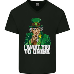 St Patricks Day I Want You to Drink Alcohol Mens V-Neck Cotton T-Shirt