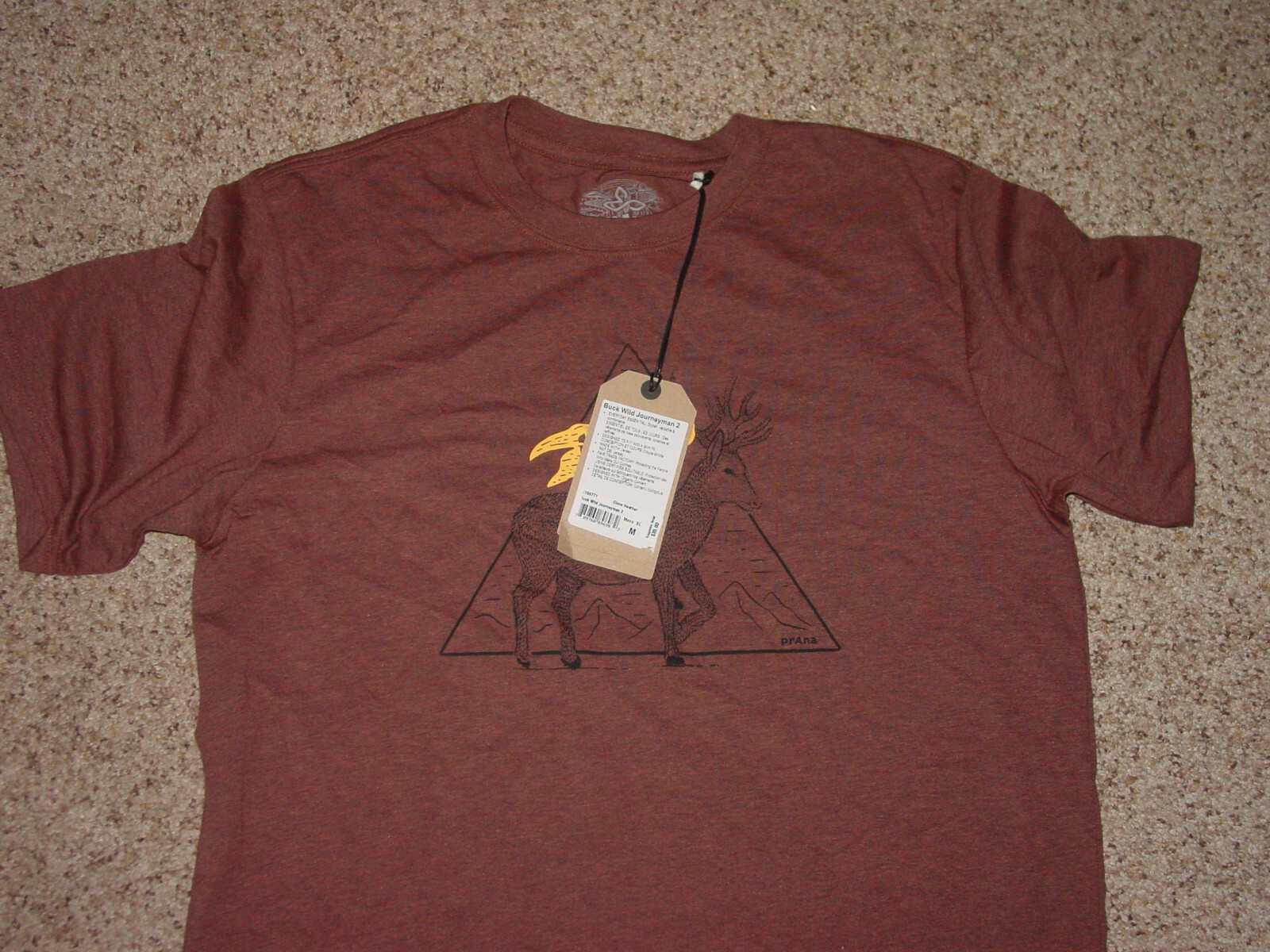Mens Prana Buck Wild Journeyman 2 Clove Heather Short Sleeve Shirt Size M NWT's! gallery