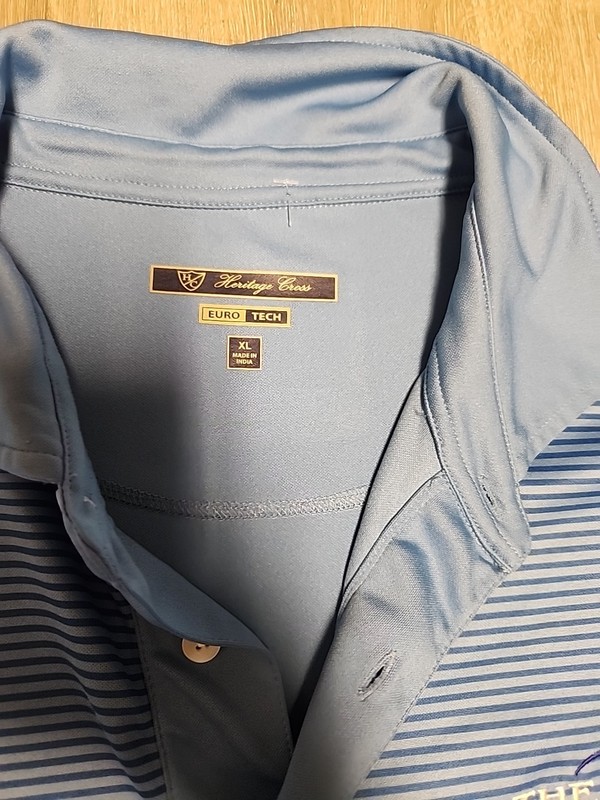 The Links Ruidoso NM Logo Blue Striped Golf Lightweight Polo Shirt Mens XL gallery
