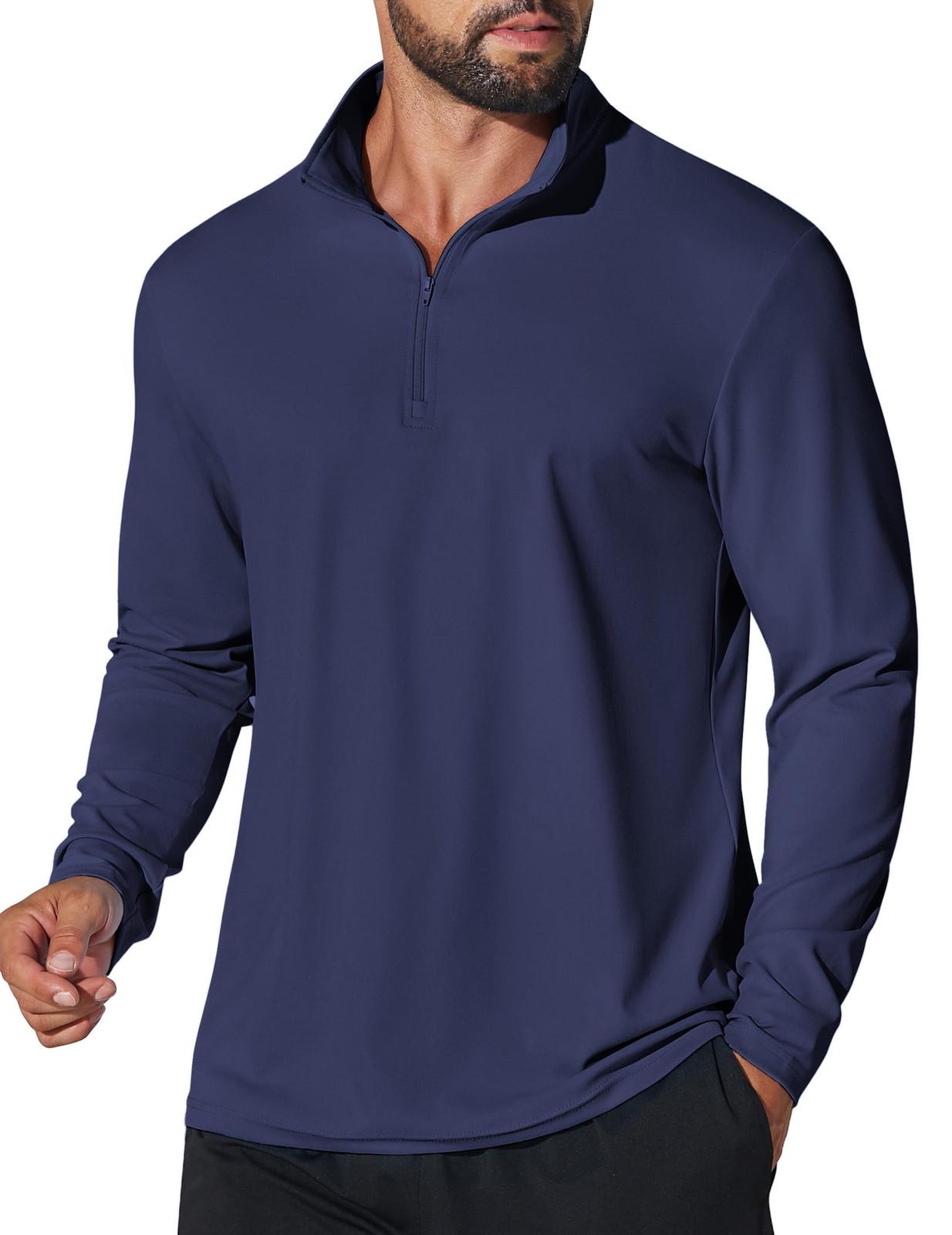 Mens 1/4 Zip Pullover Lightweight Quick Dry Quarter Zip Golf Shirts Fishing H... gallery