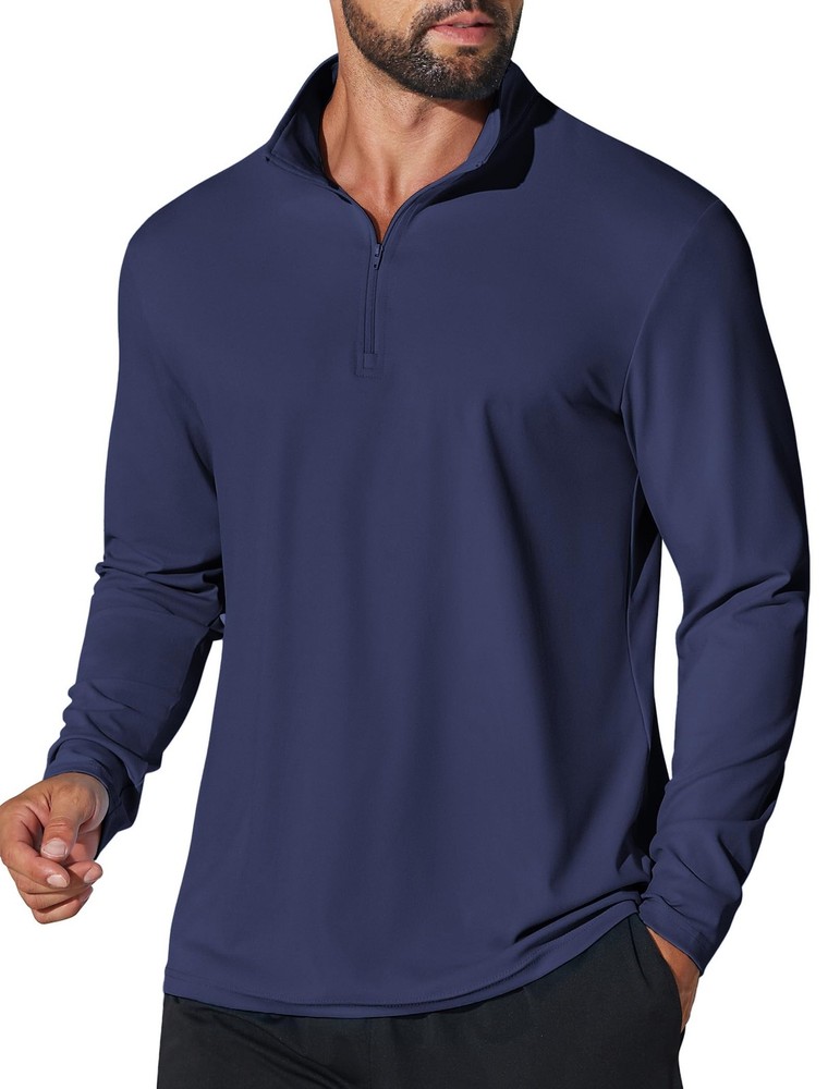 Mens 1/4 Zip Pullover Lightweight Quick Dry Quarter Zip Golf Shirts Fishing H...