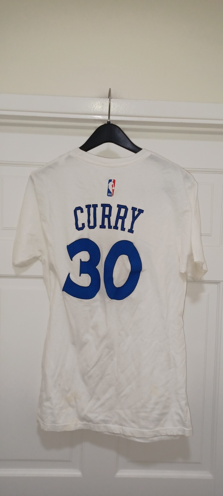 Rare NBA Adidas Stephen Curry #30 Golden State Warriors WHITE T-Shirt Men's L gallery
