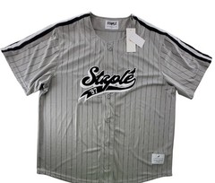 Staple Pigeon Baseball Jersey Men Size 3XL Gray Black White Button Front NWT