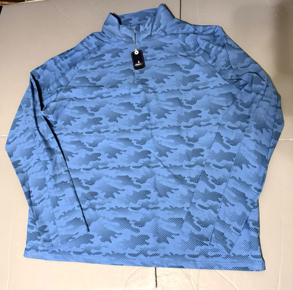 JOHNNIE - O TALBERT Performance Quarter Zip Camo Pullover Top Navy Sz XL $168