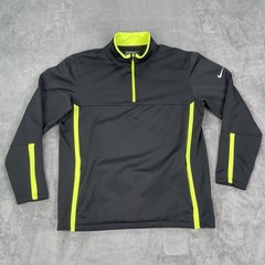 Nike Golf Pullover Mens Large Tour Performance Dri Fit 1/4 Zip Black Yellow Bold