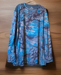 Realtree Aspect Long Sleeve Poly/Spandex Knit Fishing Shirt Men’s 2XL Aqua Print
