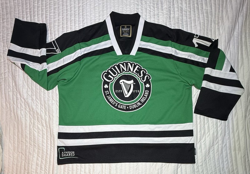 Guinness Ireland Mens XXXL Green Black 1759 Sewn Stitched Dublin Hockey Jersey gallery
