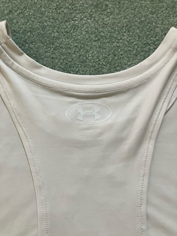 NWT Men’s Under Armour Grayish White Rush Vanish Loose Fit Energy Tank Size L gallery