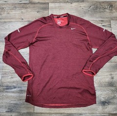 Nike Dri-FIT Running Pullover Mens Medium Red Shirt Lightweight Training reflect