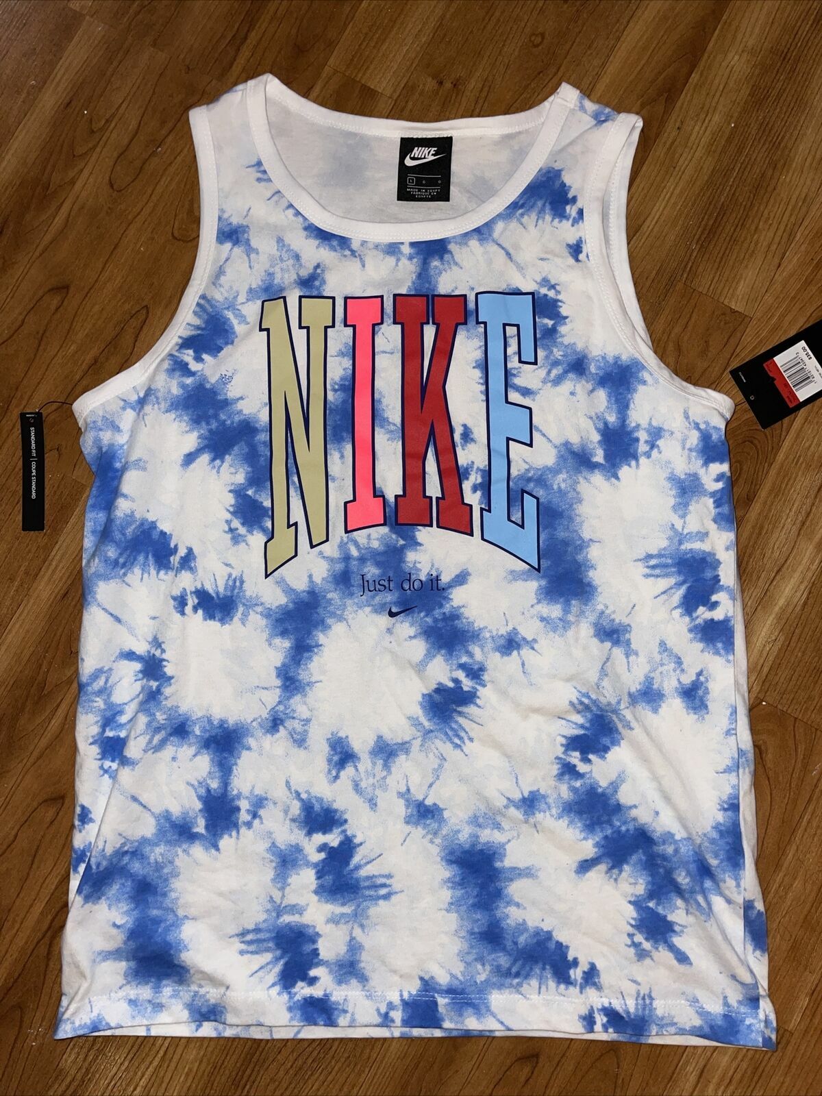 Mens Nike World Peace Tie-Dye Tank Top Blue White CK0154-100 Sz S NWT gallery