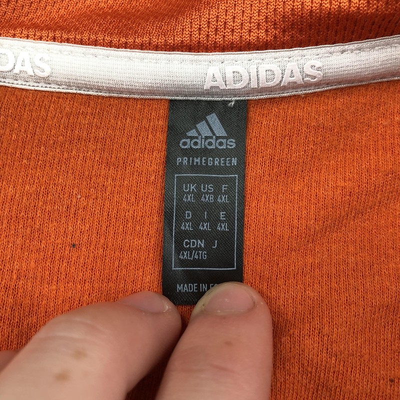 Adidas Pullover Mens 4XL Orange 1/4 Zip Long Sleeve Primegreen Athletic Top gallery