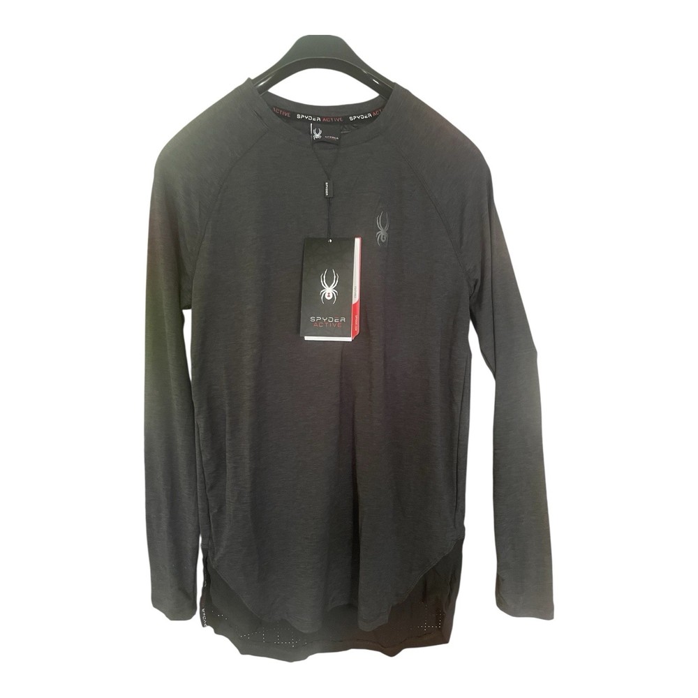 Spyder Active Breathable Quick Dry Stretch Long Sleeve Shirt Mens S SPM105 Gray