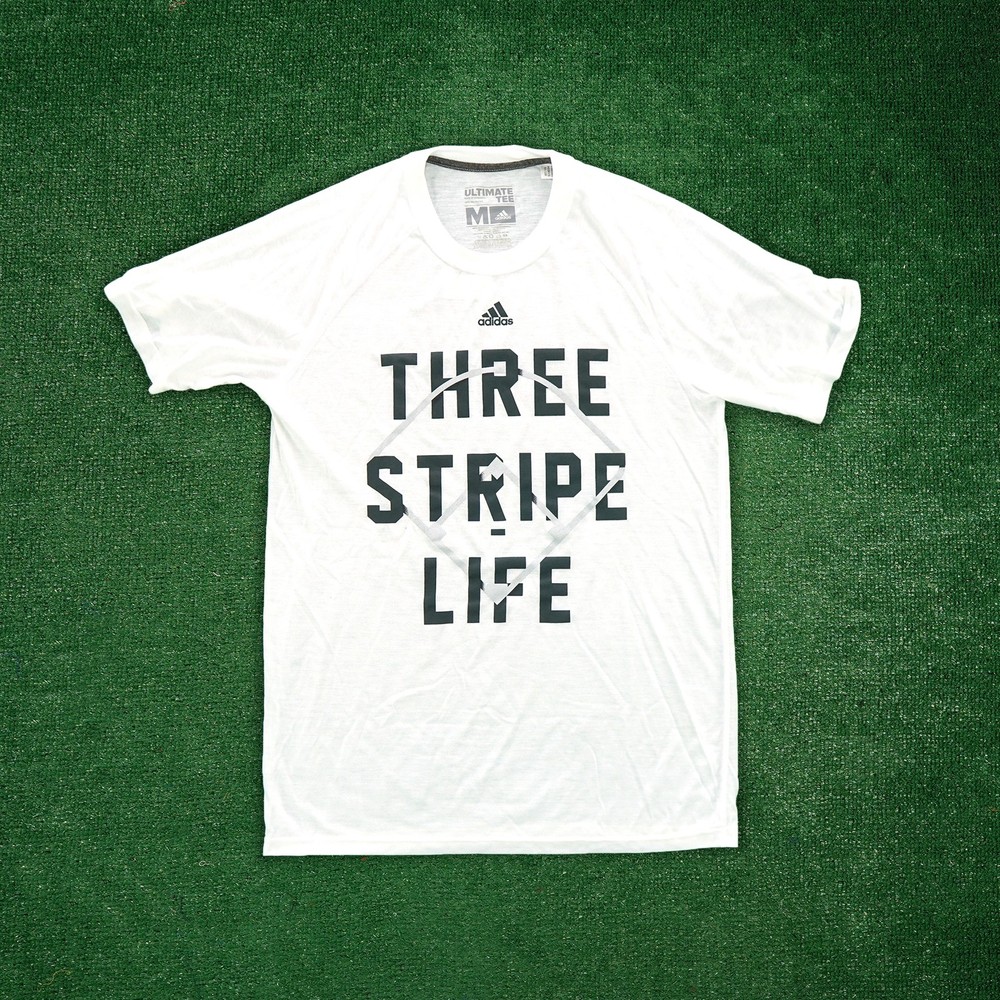 Adidas Men's (White) "THREE STRIPE LIFE" Climalite Ultimate Tee T-Shirt