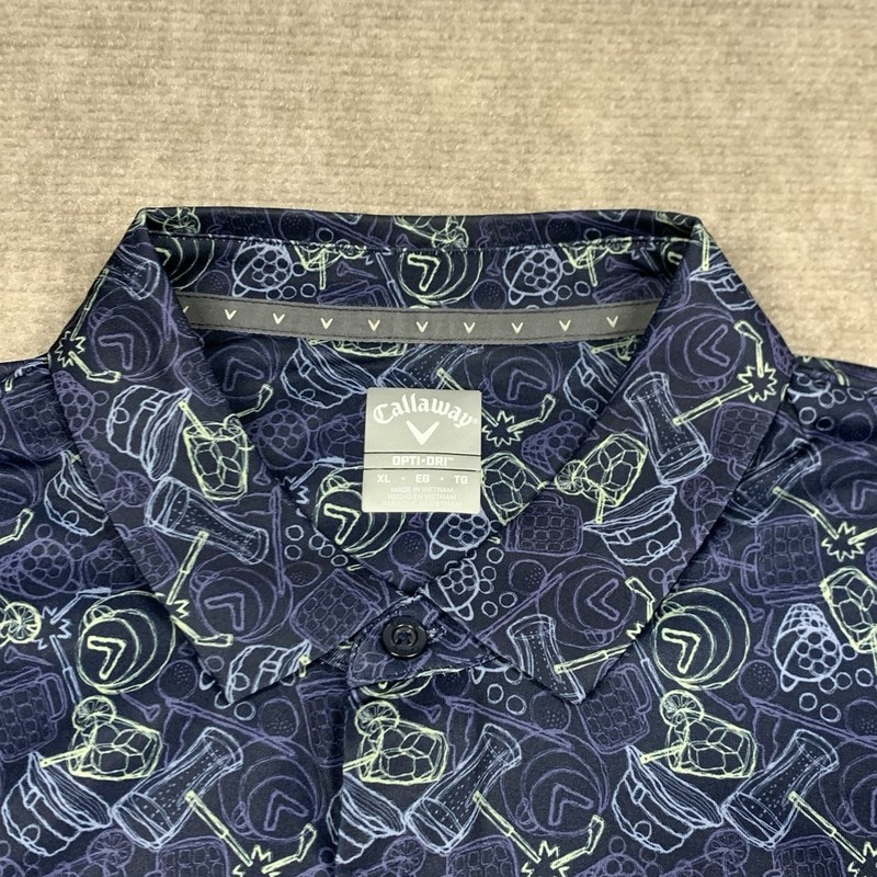 Callaway Mens XL Golf Polo Shirt Peacoat Cocktails Opti-Dri Stretch Blue gallery