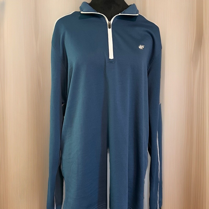 Under Armour Men All Season Gear L 1/4 Zip Sweater Pullover Loose Fit Blue Logo gallery