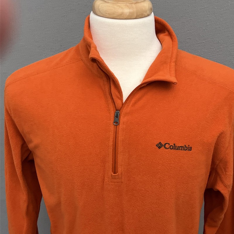 Columbia Fleece Pullover Mens Large Orange 1/4 Zip Mock Neck Hiking Outdoor gallery