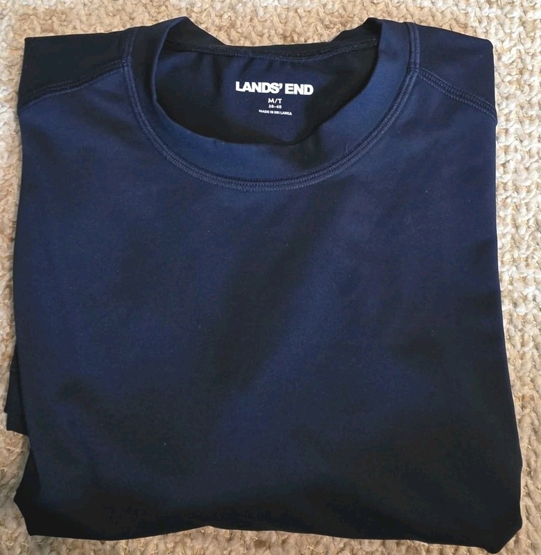Lands’ End Men’s M Tall Royal Blue Stretch Pullover Poly Spandex Shirt EUC gallery