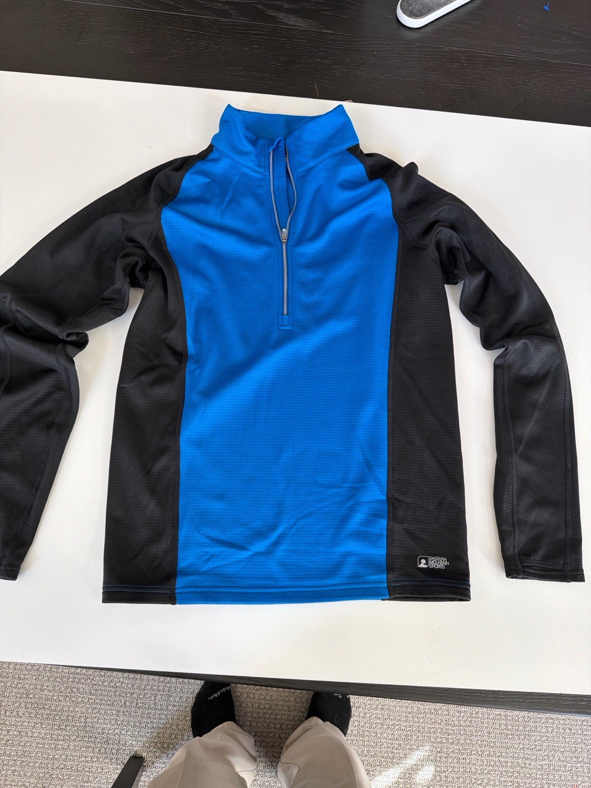 Eastern Mountain Sports EMS Mens Small Blue Black 1/4 Zip Fleece Pullover 3864 gallery