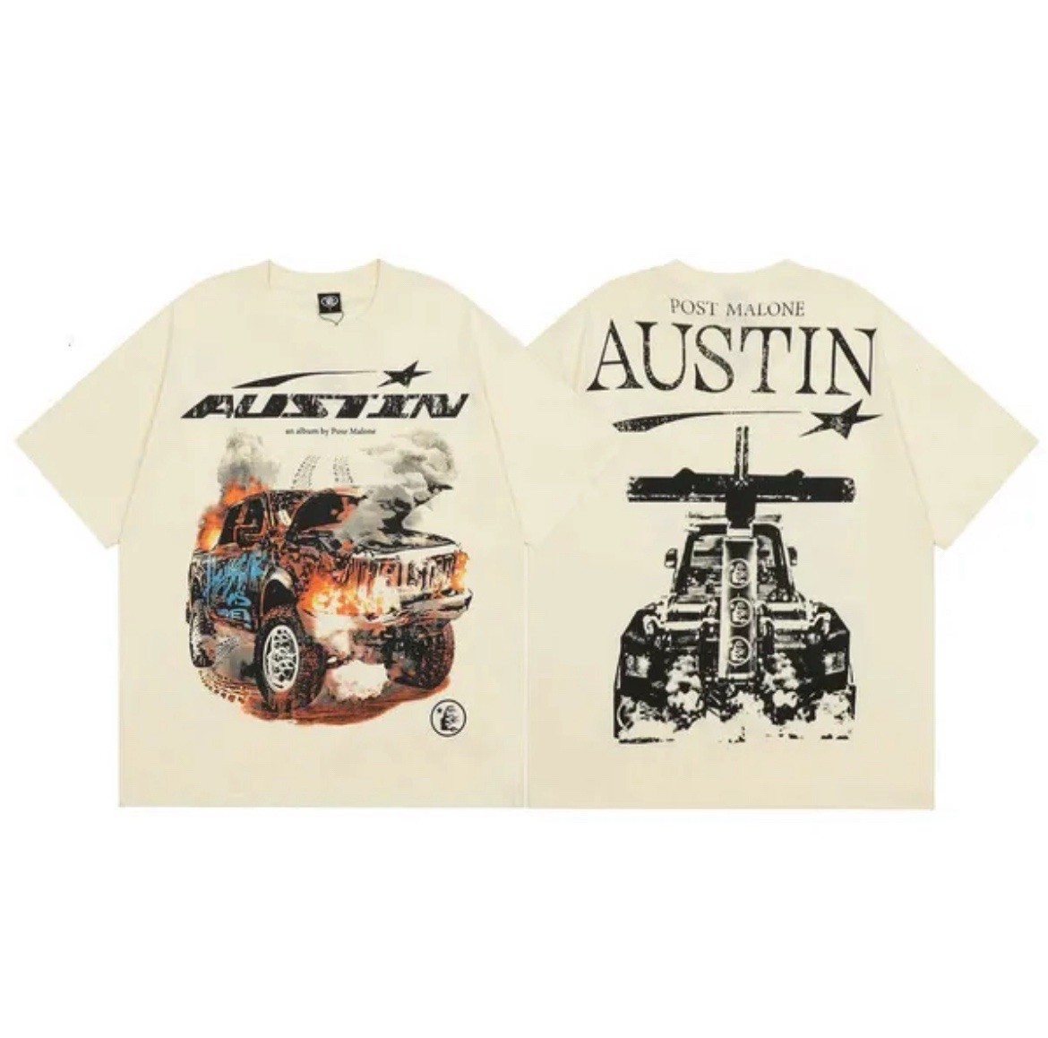 Cream and black Post Malone Austin tee gallery