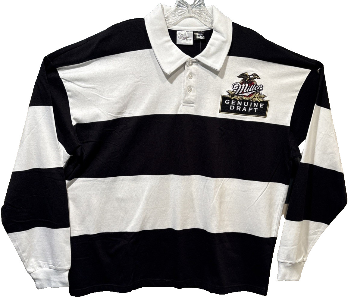 Miller Genuine Draft Officially Licensed Rugby Polo Men's Medium Embroidered NWT gallery
