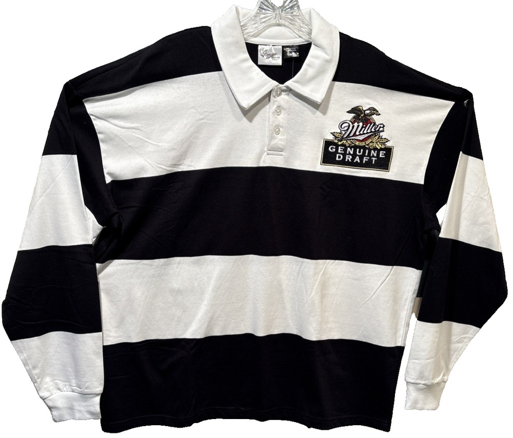 Miller Genuine Draft Officially Licensed Rugby Polo Men's Medium Embroidered NWT