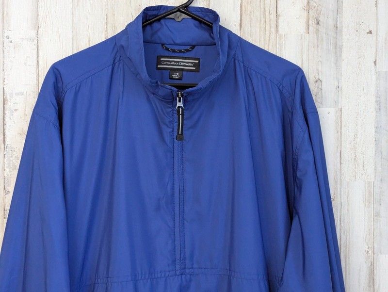 Cutter & Buck Windtec Golf Windbreaker Mens Large Blue Half Zip Pullover Jacket gallery