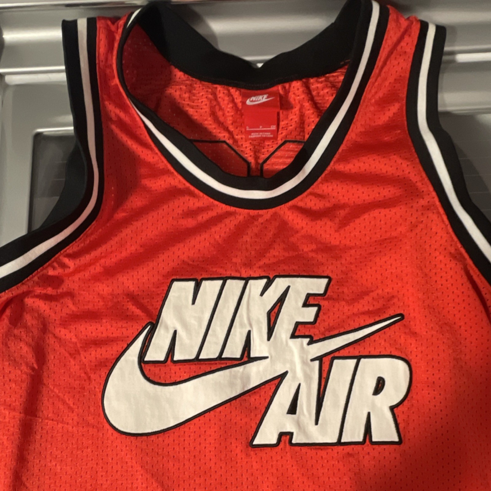 Nike Air Men's M Red Mesh Lightweight V-Neck Sleeveless Basketball Jersey Tank gallery