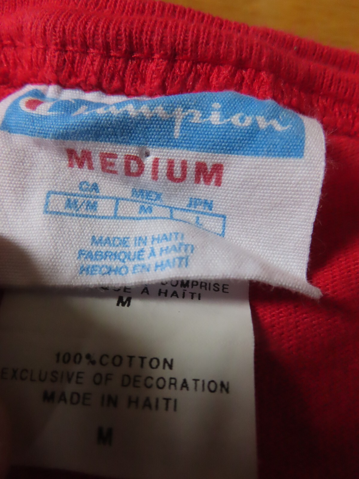 Vintage Champion Label Hispanic "Campeon" Logo Raised Applique (MED) T-Shirt RED gallery