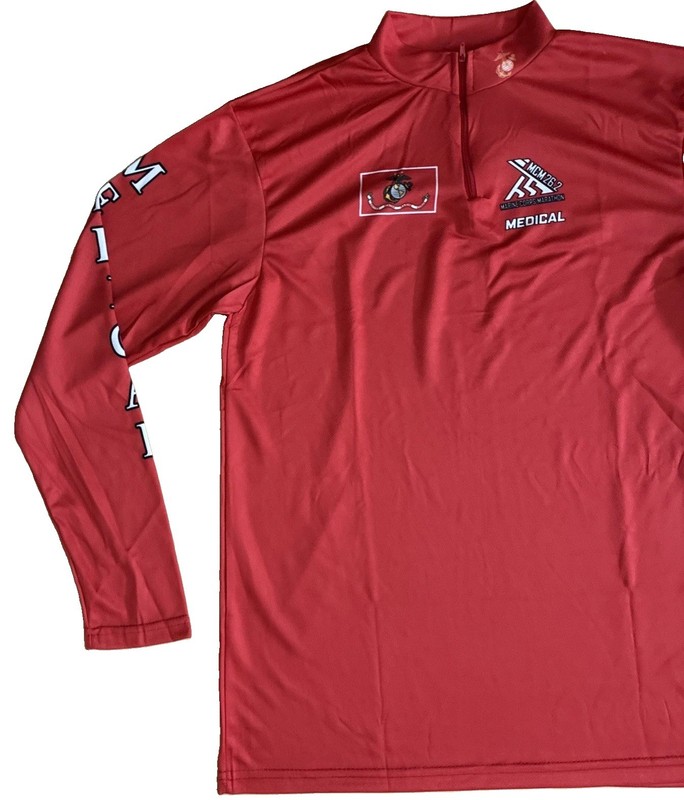 USMC Size M 26TH Marine Corps Marathon 2021 Medical Corpsman 1/4 Zip T-Shirt gallery