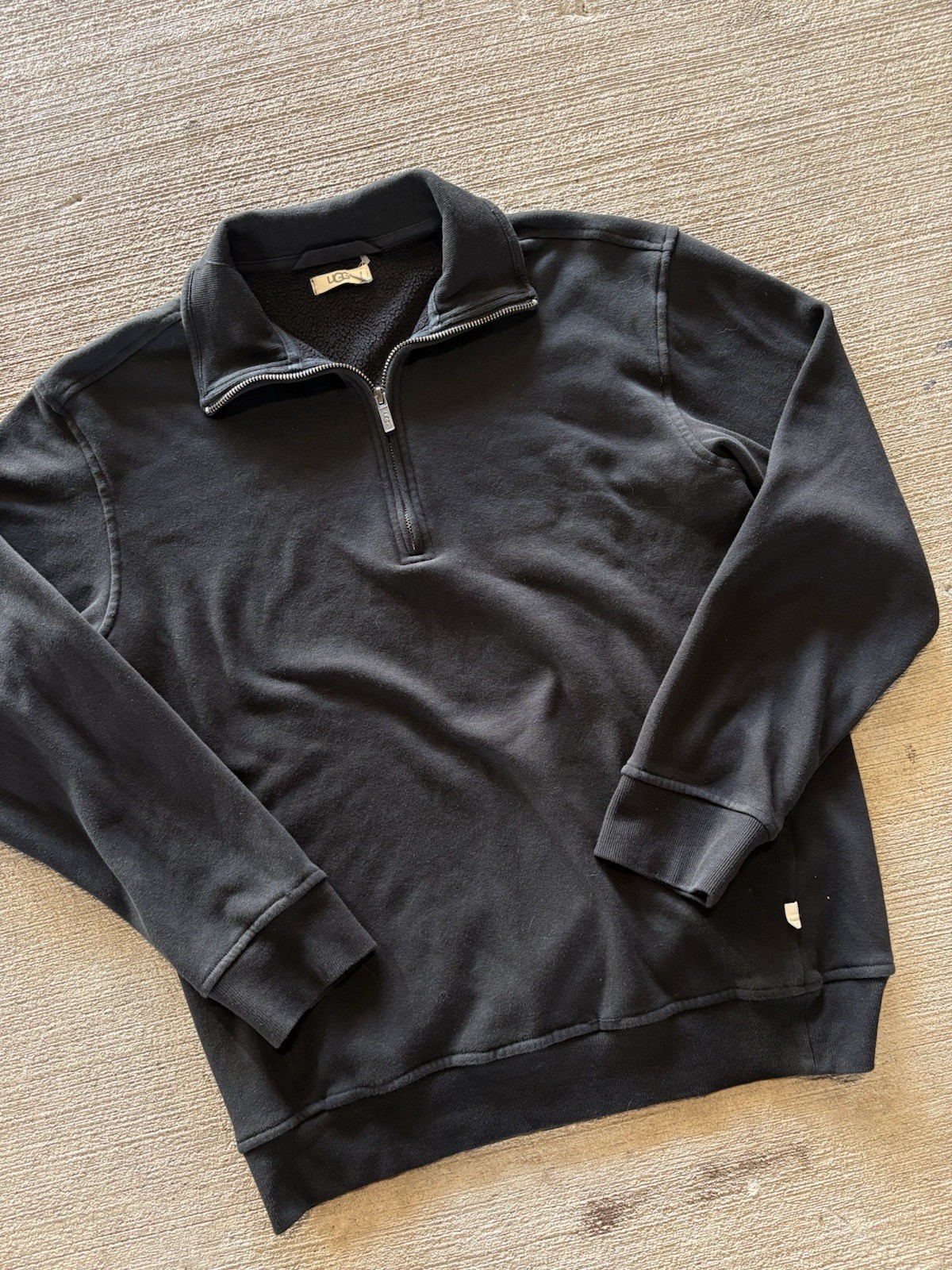 UGG Men’s M Black 1/4 Zip Mock Neck Stand-Up Collar Pullover Sweatshirt LS gallery