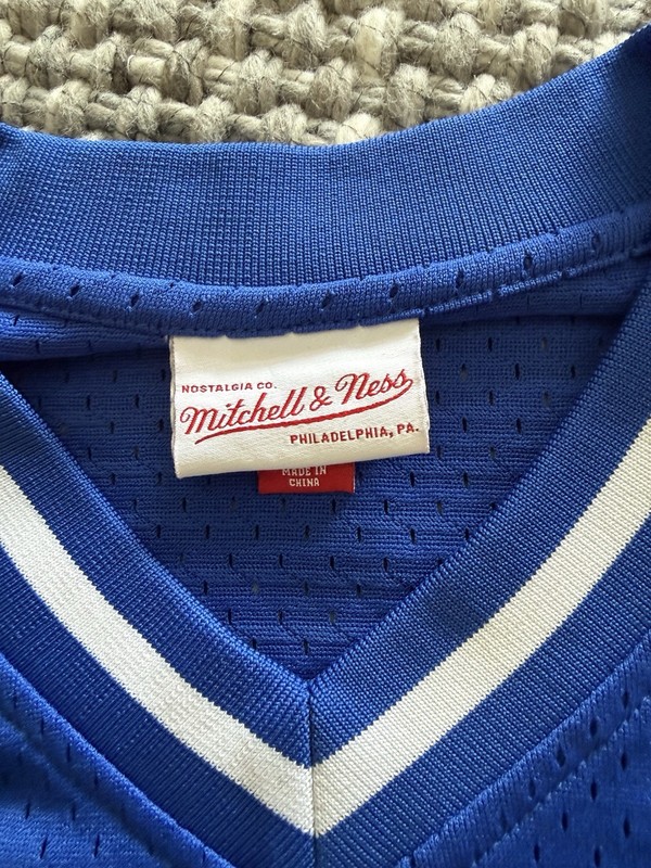 Mitchell & Ness Nostalgia Co. Blue Mesh V-Neck Soccer Jersey Men's L gallery