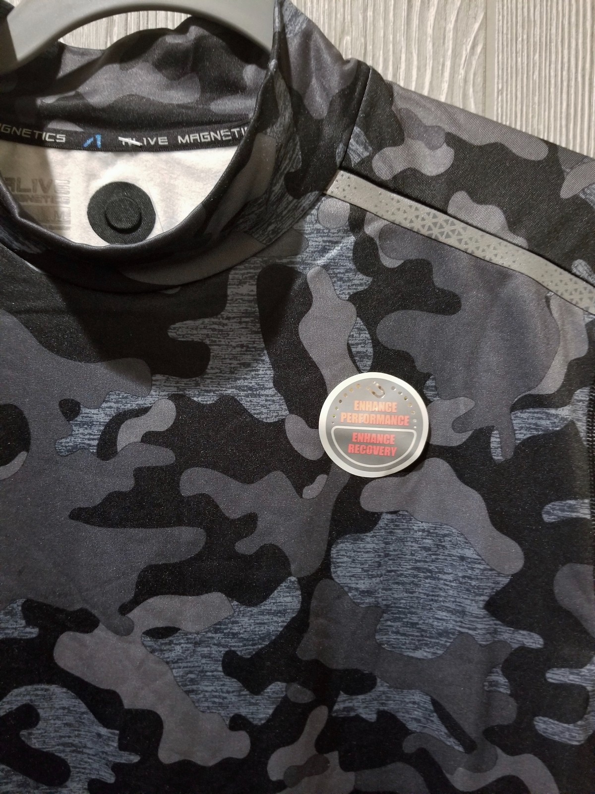 AL1VE MAGNETICS Camo Compression Black Grey L/S Mock Training Shirt NEW Mens S M gallery