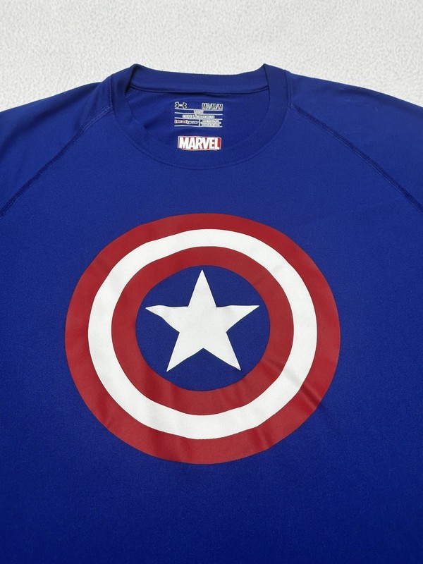 Under Armour Marvel Captain America Shirt Mens Medium Loose Fit Heatgear *READ* gallery