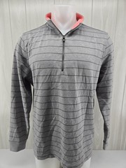 Footjoy 1/4 Zip Golf Performance Sweatshirt Men’s XL Gray Striped Pink Collar