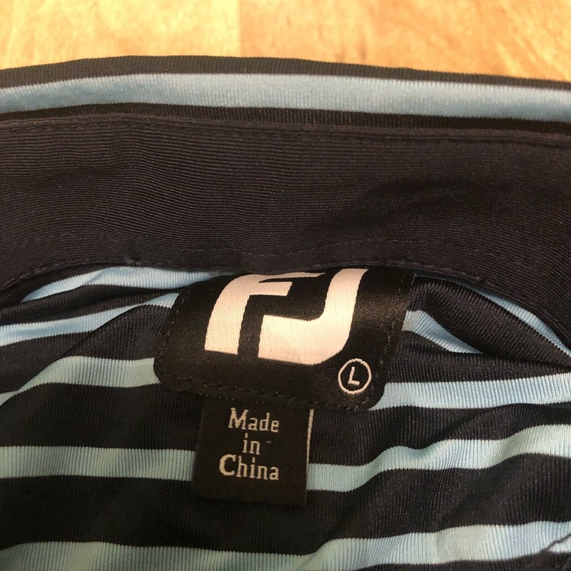 NWT Footjoy Navy Lt Blue Stripe Golf Polo Shirt Guest Embroidered Mens Large gallery