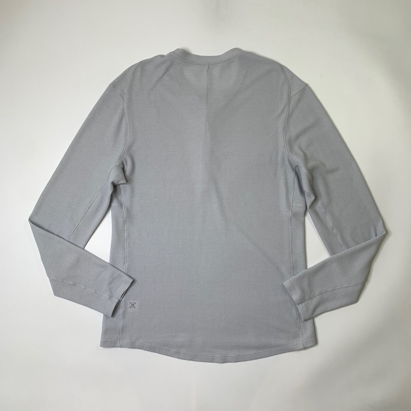 Lululemon Shirt Mens M Medium Ash Shift Stitch Henley Waffle Knit Moisture Wick gallery