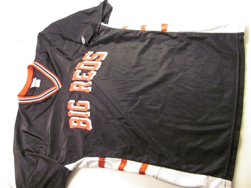 Rawlings Big Reds Jersey Unisex L Black with White Side Stripe High School Vtg gallery